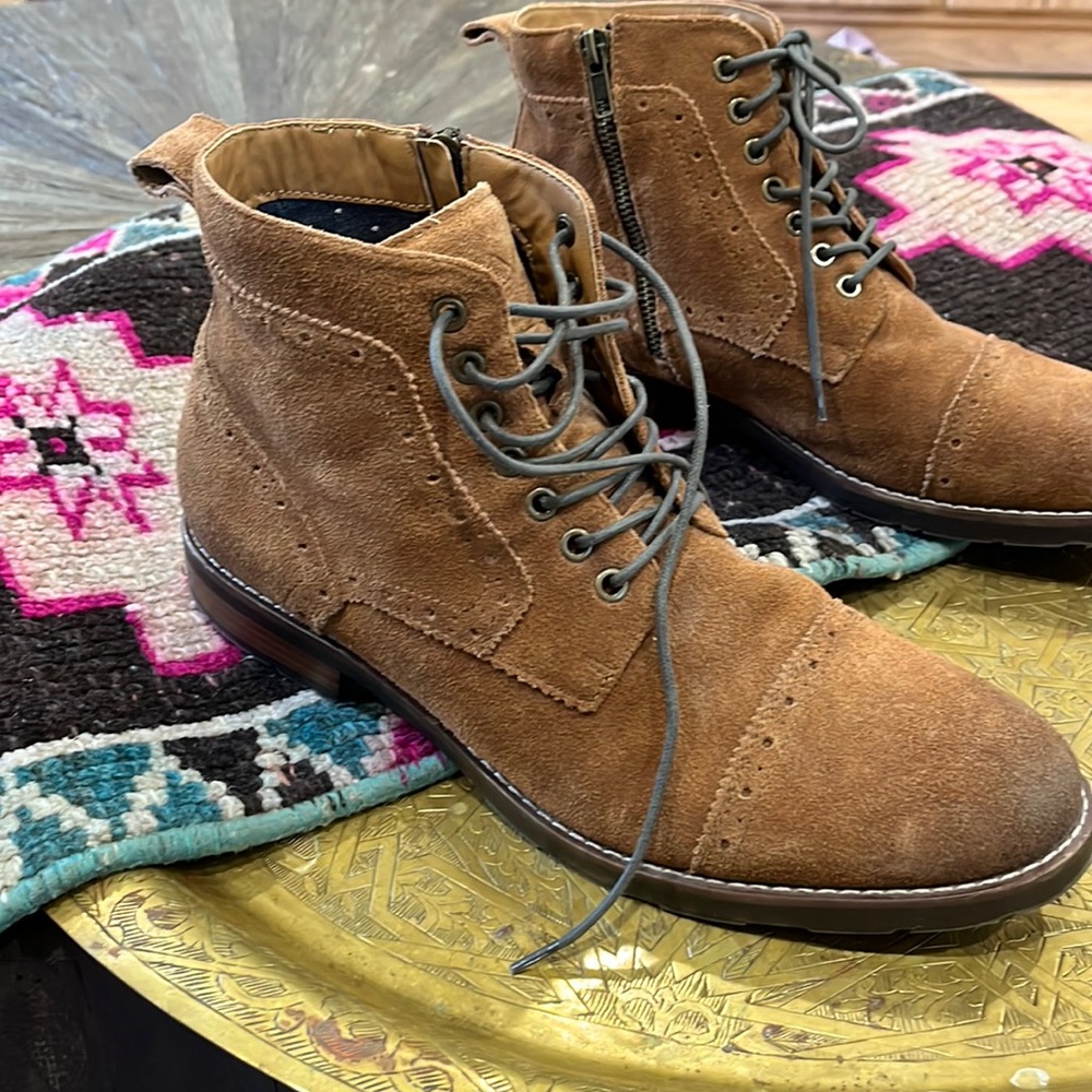 Hawker Rye genuine suede ankle zip up tie ankle boots almost new condition